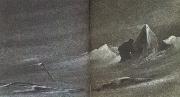 william r clark wilson fangade med stor inlevelse dramatiken och ogastvan ligheten i polarlandskapet i manga av sina skissr ovan ses en isformation pa rossons strand painting